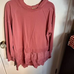 True Craft Women's Rose Layered lightweight, long sleeve hoodie